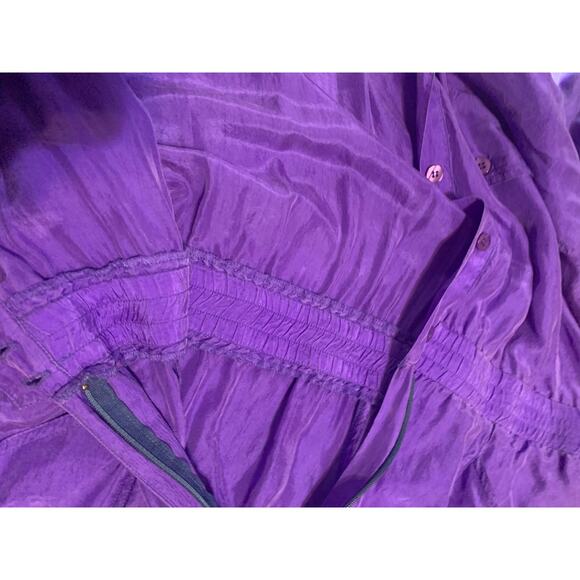 Vintage 80's Purple 100% Silk Full Length Jumpsuit Coveralls - Sz Large - Picture 5 of 11